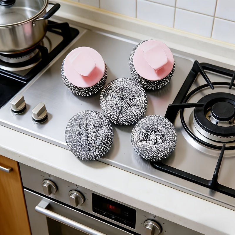 4/7pcs Random Color Cleaning Ball with Handle for Kitchen, Non-Stick Pan Household Kitchen Nano Steel Wire Detachable Washable Does Not Shed Does Not Hurt The Pot