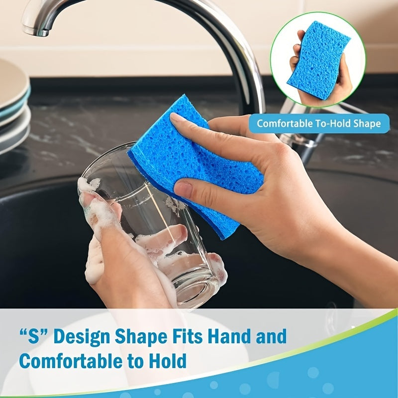 8pcs Wood Pulp Cotton Scouring Pads, Oil-Free Super Absorbent Cleaning Sponges