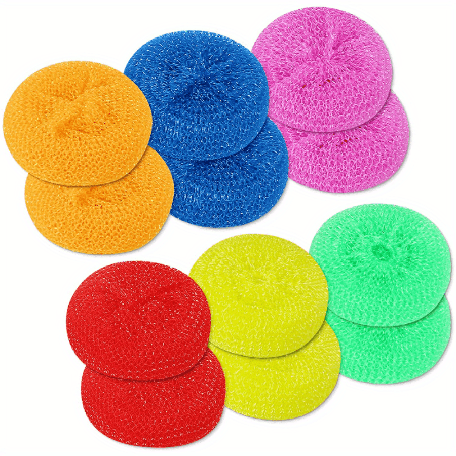 15 / 30pcs Assorted Color Dish Cleaning Kit - Durable Nylon Scrub Brushes & Non-Scratch Mesh Scourers - Perfect for Tough Stains & Commercial Use