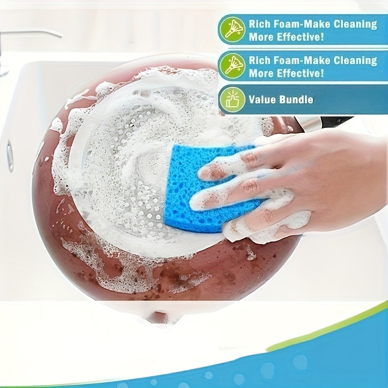 8pcs Wood Pulp Cotton Scouring Pads, Oil-Free Super Absorbent Cleaning Sponges