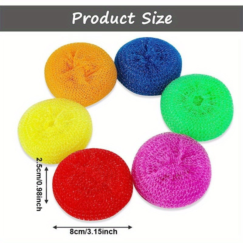 15 / 30pcs Assorted Color Dish Cleaning Kit - Durable Nylon Scrub Brushes & Non-Scratch Mesh Scourers - Perfect for Tough Stains & Commercial Use