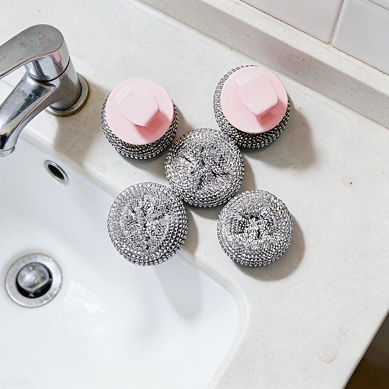 4/7pcs Random Color Cleaning Ball with Handle for Kitchen, Non-Stick Pan Household Kitchen Nano Steel Wire Detachable Washable Does Not Shed Does Not Hurt The Pot